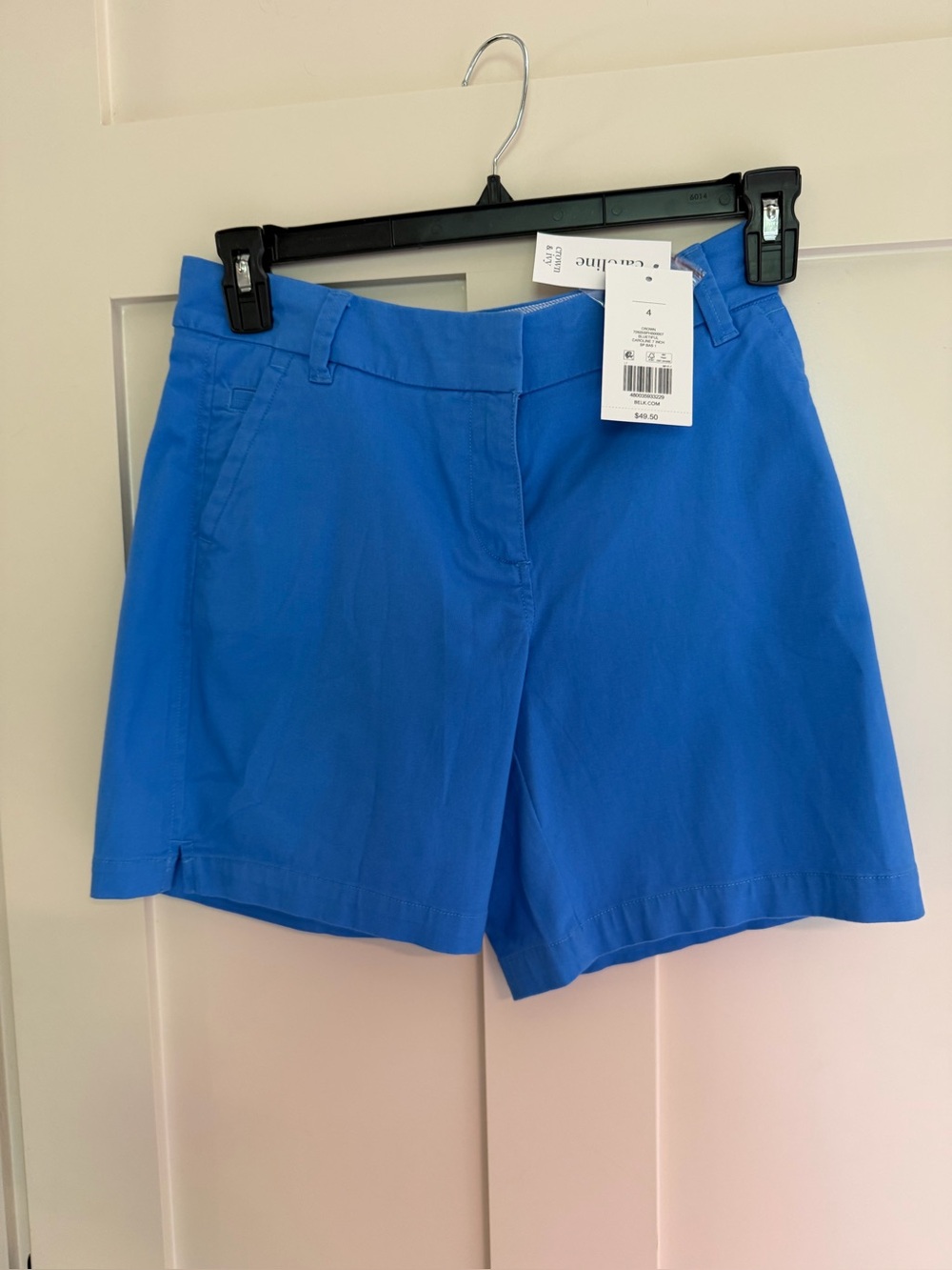 crown & ivy Royal Blue Cotton Mid-Rise Bermudas